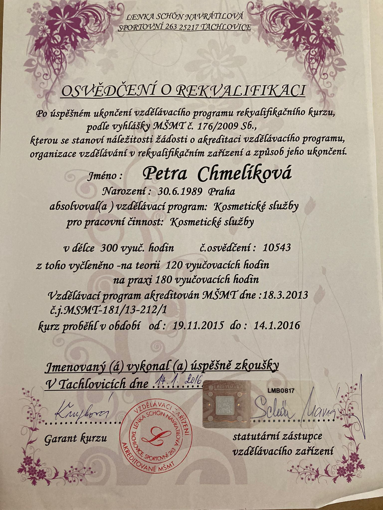 Certifikát 3